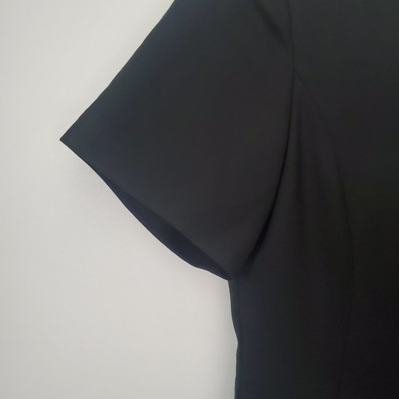 NWT * Black Fitted Dress s/s Zip Pockets Knee Length Office Career Business Wear - Picture 5 of 6